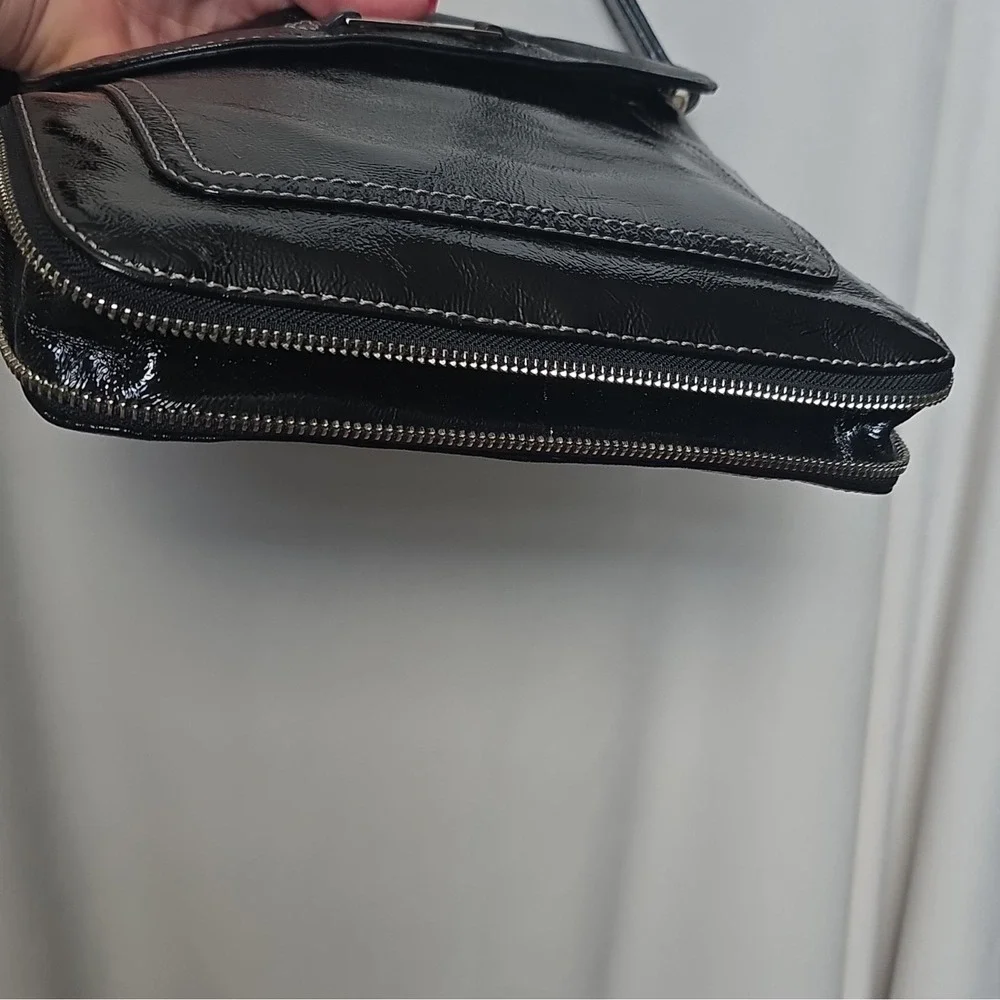 Cole Haan Women's Black Patent Crossbody Bag Adjustable Strap B29578